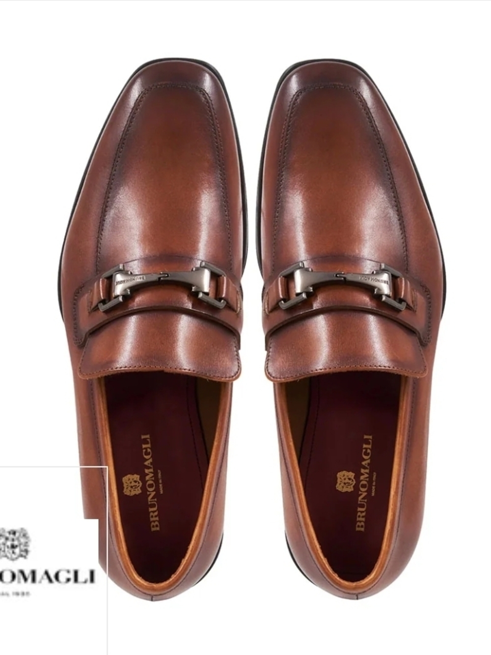 Bruno Magli Raging Leather Bit SLIP ON Loafer Cognac  MENS SIZE 11 - Picture 3 of 9